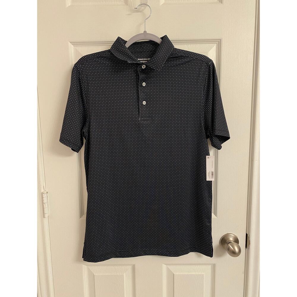 Polo Shirt Performance Fabric Navy Diamond Print  Size S Men’s Activewear Golf